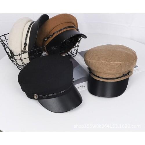 Women Hat Classic Fashion Accessories Baker Boy Hat Solid Newsboy Cap Black Cotton Winter Navy Cap Popular Baker Boy Hat