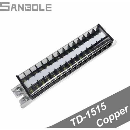 Terminal Block Copper TD-1515 Combine Type 15A/15P Connection Dual Row with screws DIN rail mounted Wiring Connector