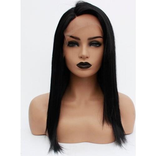 Short Lace Front Wigs Black Heat Resistant Fiber Bob Synthetic Lace Front Wigs Straight Glueless Short Wigs for Black Women