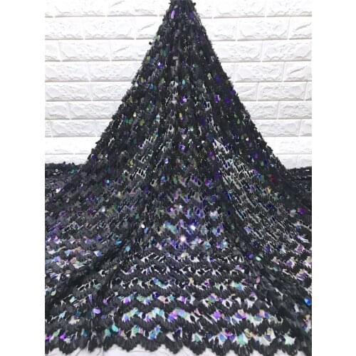 Good looking design YG-611 special 5 yards/pcs embroidered African french lace net tulle fabric with sequins