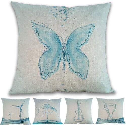 Creative Visual Art Blue Liquid Droplets make up estheticism Picture Pattern Throw PillowCase Home Sofa Decorative Cushion Cover