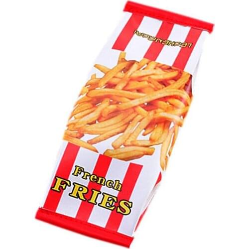 Creative French Fries Sanck Fruit Pencil Case Simple One Zipper Compartment Bag PU Leather Pencil Stationery Storage Bag