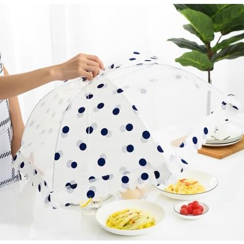 Kitchen Umbrella Style Food Cover Foldable and Gauzer Design Household Table Tools Anti Fly Mosquito and Dust-proof Meal Lid