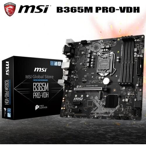 LGA 1151 MSI B365M PRO-VDH Motherboard Support (Intel 9th-Gen/8th-Gen) i7 i5 i3 DDR4 64GB Desktop Intel B365 Mainboard Micro ATX