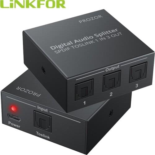 LiNKFOR Digital Audio Splitter 3 Port SPDIF Toslink Optical For LPCM 2.0 DTS Dolby-AC3 Blue-Ray DVD HDTV PS3 XBOX DAC Converter
