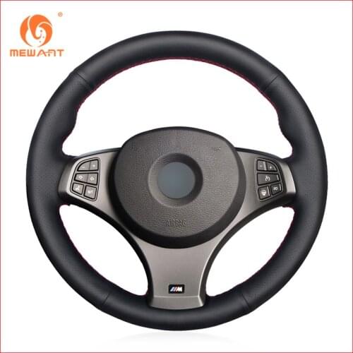 MEWANT Black Artificial Leather Car Steering Wheel Cover for BMW E83 X3 2009 2010 Interior Accessories Parts
