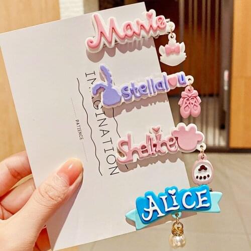 New Girls Cute Cartoon Letter Pendant Hairpins Kids Sweet Hair Clips Barrettes Lovely Headband Fashion Hair Accessories
