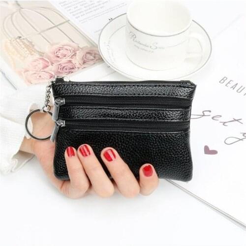 Fashion Leather Women Wallet Clutch Two Zip Female Short Small Coin Purse Brand New Design Soft Mini Card Cash Holder Pocket