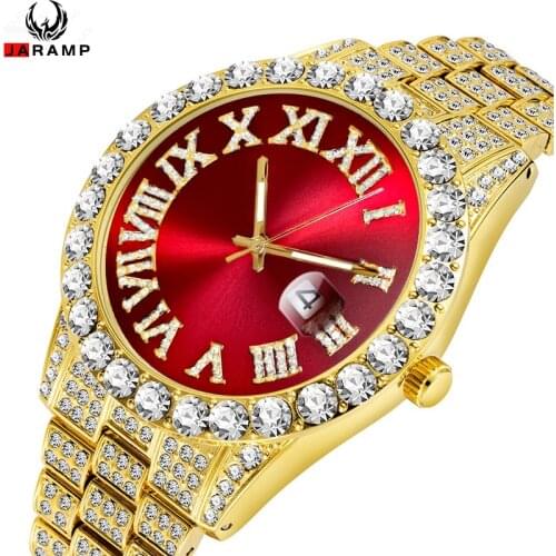 Hop Full Iced Out Mens Watches Luxury Date Quartz Wrist Watches With Micropaved Cubic Zircon Watch For Women Men Jewelry