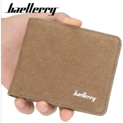 Men Wallet Money Bag Solid Color Canvas Business Short Wallet Famous Vintage Male Walltes Purse