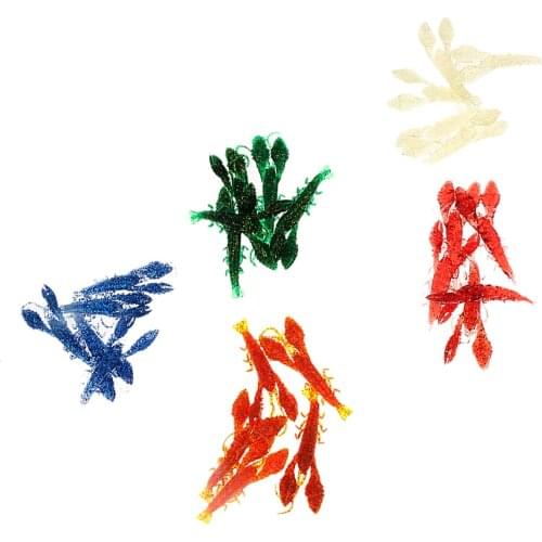 Pack of 5 PCS Soft Rubber 3D Shrimp Prawn Fishing Lures Bait Random Color Fishing Baits for Fisherman