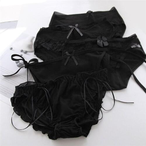 New Arrived 4Pcs/Lot Girl Panties Underwear Lace Briefs Cotton Lingerie Soft Comfortable Bowknot Cartoon Panty Wholesale 4