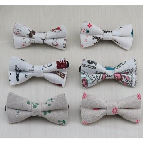 New Children bowtie cotton linen bowties flowers pyramid pattern many design such as you to choose Unique bow tie