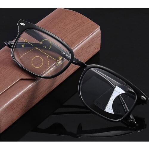 Elbru Men Women Anti-blue Light Blocking Reading Glasses Bifocal Far Near Ultra light Progressive Multi-focus Presbyopic Glasses