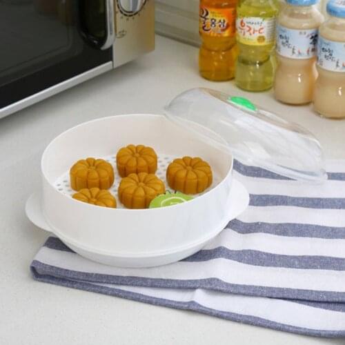 Single Layer Plastic Steamer Microwave Oven Steamer Round H58C