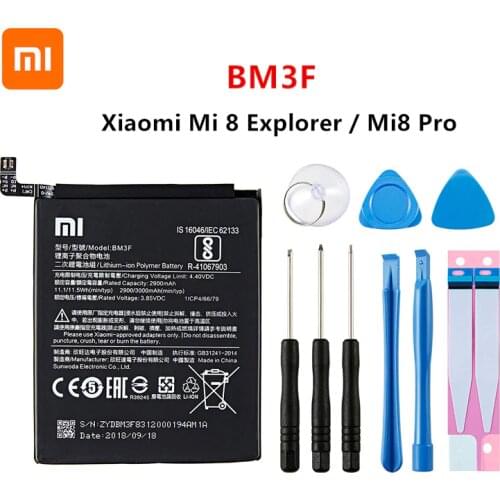 Xiao mi 100% Orginal BM3F 3000mAh Battery For Xiaomi 8 Mi 8 Explorer/Mi8 Pro BM3F Phone Replacement Batteries +Tools