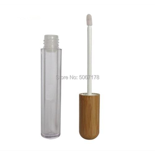 20pcs Empty Lip Gloss Tube Transparent Bottle Lip Balm Container With Bamboo Lid Refillable DIY Eyelash Growth Makeup Tool