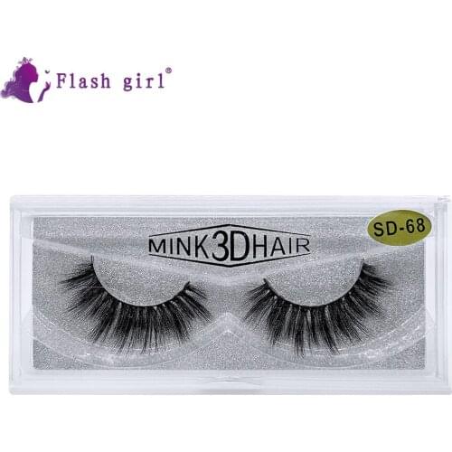 Flash Girl 1Pair Handmade Real Fur Eyelashes 3D Natural Soft Silk Eyelashes Makeup Individual Eyelash Extensions