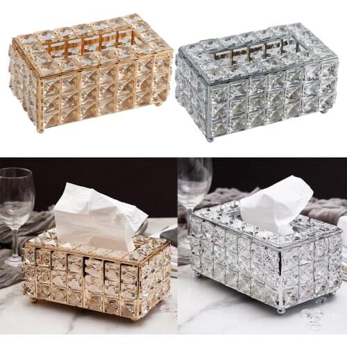 Luxury Crystal Tissue Box Covers Napkin Paper Holder Organizer Home Office