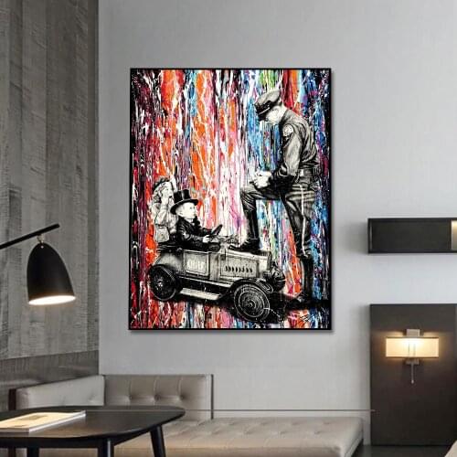 Modern Graffiti Street Art Little Boy Drive Canvas Painting Poster Print Wall Art Picture For Living Room Home Decor Frameless