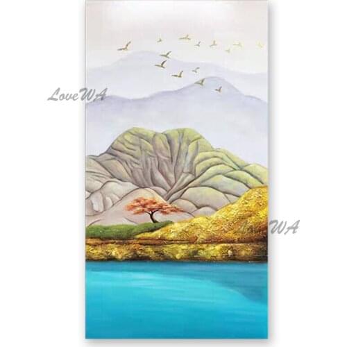 Modern Abstract Village Landscape Living Room Decoration Oil Painting 100% Hand-painted Wall Hanging Pictures Canvas Wall Art