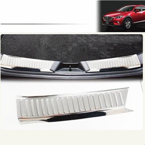SUS304 stainless steel Rear Luggage Scuff Trim Car Styling Protection Accessories For MAZDA CX-3 2015-2017