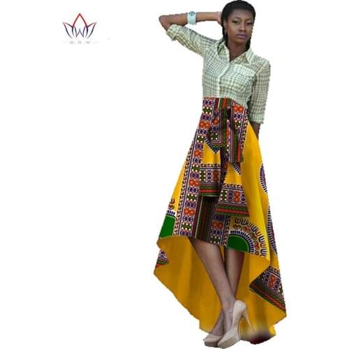 Stock Size Low Price African Clothing African Print Skirts Womens Bazin Riche Maxi Skirt Dashiki Print Wax Long Skirt BRW WY424