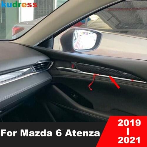 For Mazda 6 Mazda6 Atenza 2019 2020 Carbon Fiber Door Armrest Surface Shell Trim Cover Decorative Car-styling Accessories 4pcs