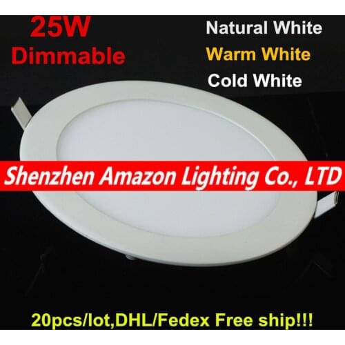 25W Dimmable Recessed LED Ceiling Downlight Natural white/Warm White/Cold White AC85-265V led panel light with driver