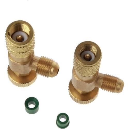 2pcs set Adding Fluorine Liquid Safety Valve R410 R22 Air Conditioning Refrigerant 1/4 Safety Adapter