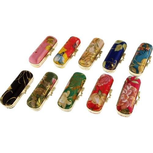 2pcs Embroidered Brocade Lipstick Case Holder - Organizer Bag for Purse