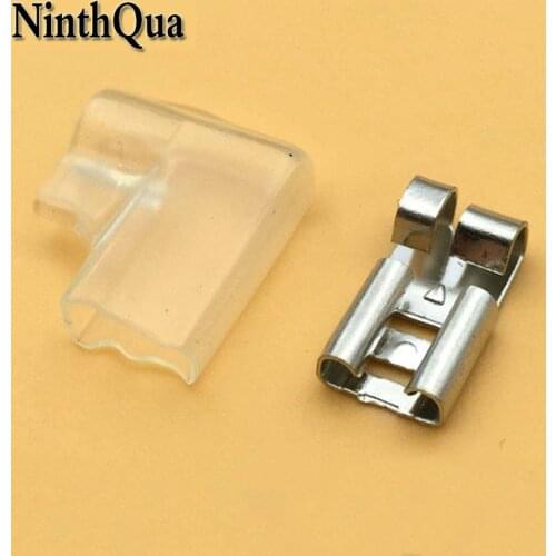 20pcs 6.3 Plug-in Flag Welding Terminals L Shape 6.3mm Copper Male Crimp Terminals for 0.5-2mm2 Cable