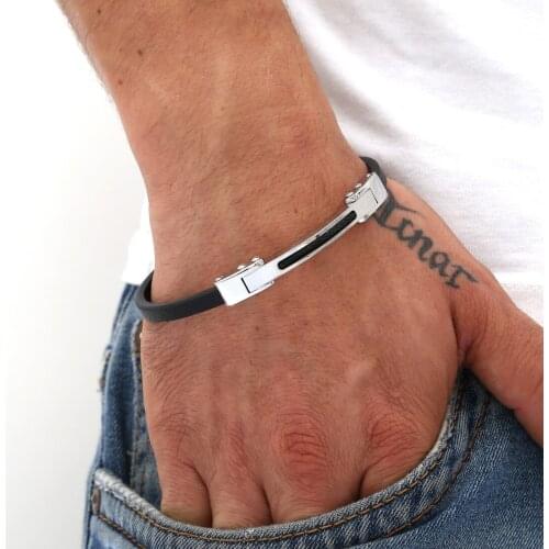 2021 Fashion Men Bracelet Steel Stainless Black Leather Adjustable Charm First Class Trend Sports Jewelry Sexy Street Style