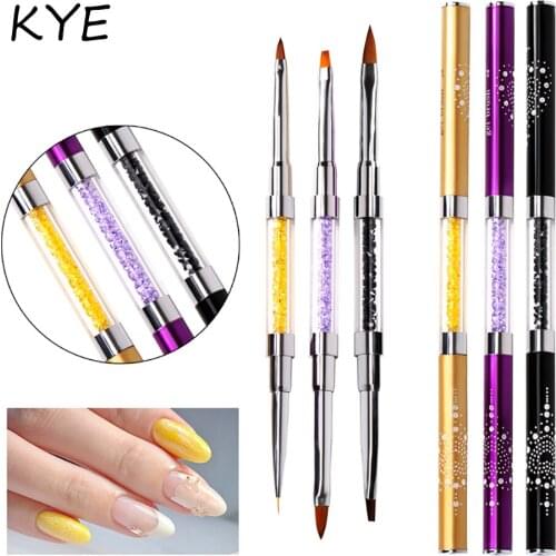 3 Pcs/Set Dual-end Painting Liner Nail Art Pen UV Gel Drawing Brush with Cap Acrylic Rhinestone Handle Manicure Tools #2 #4 #6