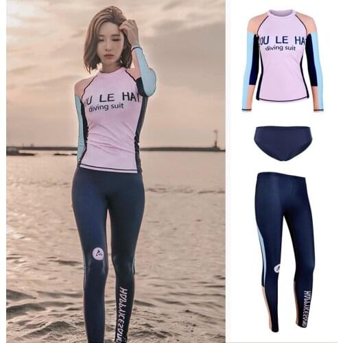 Womens Compression 3pcs set Rashguards Full Long Sleeve Shirt Leggings Base Layer Athletic Gym Suit Surf Bathing Swim Yoga Suit