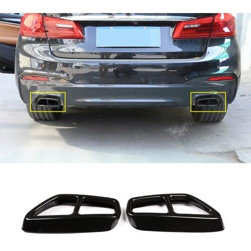 304 Stainless Steel Glossy Black Car Exhaust Tailpipe Cover Trim for BMW New 5 6 Series GT G30 528li 530li 2017 2018 Accessories