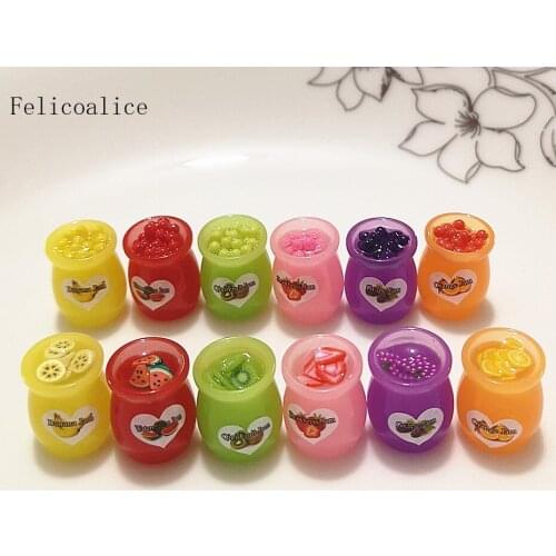 4pcs Slime Charm Fruit Candy Canned Jam Caviar Dollhouse Food Resin Plasticine Slime Bead Making For Home Decoration Accessories