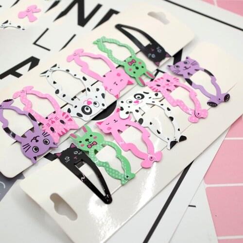 6PCS Cartoon New Lovely Metal Lacquer Colour Animal Girls Hairpins Hair Clip Kids Headwear Children Accessories Baby BB Clips