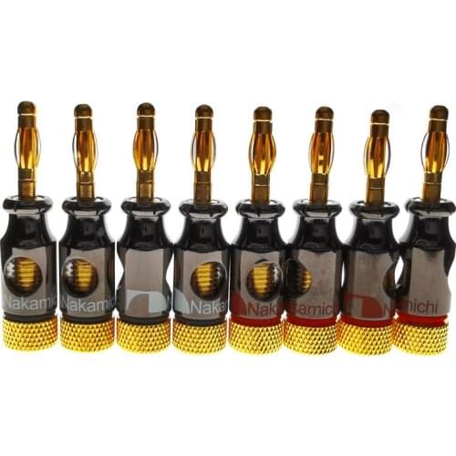 8Pcs Nakamichi 4mm Banana Plug Spiral Type 24K Gold Screw Stereo Speaker Audio Copper Terminal Adapter Electronic Connector