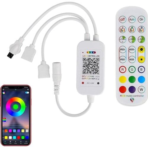 Bluetooth Music Controller DC 5V 12V 24V 24Keys Remote Control for 5050 2835 RGB LED SMD Strip