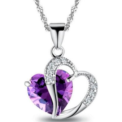 Clavicle Chain Sweater Chain Sweet Pendant Necklace Fashion Womens New High-quality Peach Heart-shaped Zircon Crystal Necklace