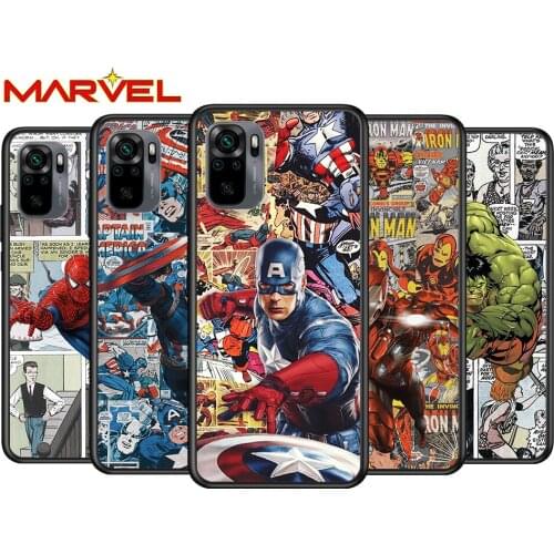 Spiderman captain america for Xiaomi Redmi Note 10 10S 9 9T 9S 9Pro Max 8T 8Pro 8 7 6 5 Pro 5A 4X 4 Soft Black Phone Case