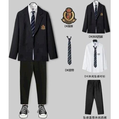 Spring Autumn DK Suit Mens Suit Korean Loose Student Jk Uniform Class Uniform College Sets Casual Coat Business Suits for Men