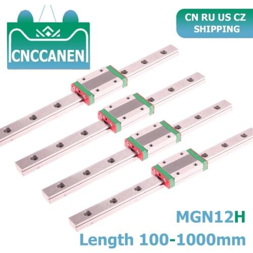 CNC Parts MGN12 100 350 450 500 800 1000mm Miniature Linear Rail Slide 4PCS MGN Linear Guide + 4PCS MGN12H Carriage 3D Printer