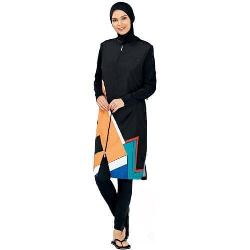 Jowl Game Nehar Womens Fully Covered Hijab Swimsuit N7000 Sare Black 01.HSM. 017944 Islamic Swimwear