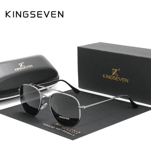KINGSEVEN Authentic Vintage Sunglasses Men Polarized Women Hexagon Sun Glasses Stainless Steel Lunette De Soleil Femme N7748