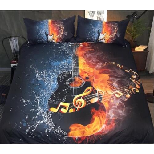3D bedding sets And Water Guitar edding Set Printed Duvet Cover Set Music Youth Bedclothes 4-Piece Vivid Bed Cover Queen Bed