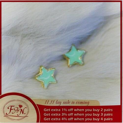 2021 Popular INS Trendy Hot Sale Casual Simple Charming Girls & Women Mini Green Star Style Stud Earrings Nice Gift for Kids