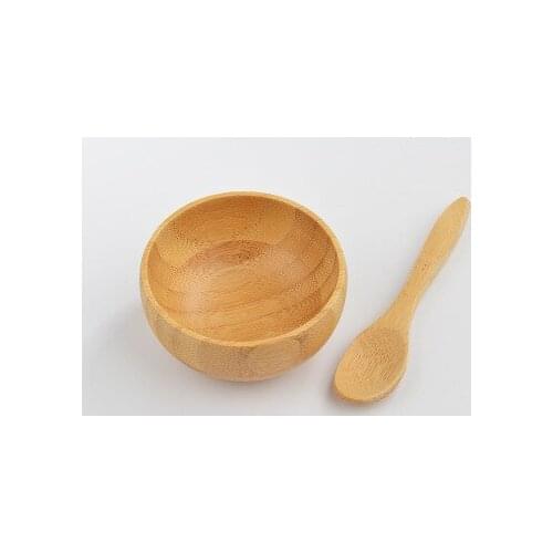 High Quality 5/10pcs Empty Bamboo Facial Mask Bowl with Spoon Cosmetic Wooden Mask Tools DIY Tableware Makeup Container Set
