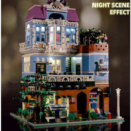 MOULD KING MOC Streetview The Coffee Corner With LED Light Model Building Blocks Assembly Bricks Kids Christmas Gifts DIY Toys